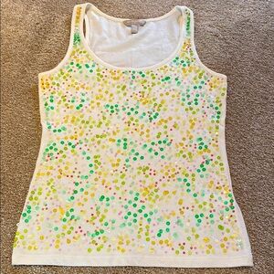 Banana Republic Sequined Cotton Modal Tank Lemon Lime Pink Sz XXS